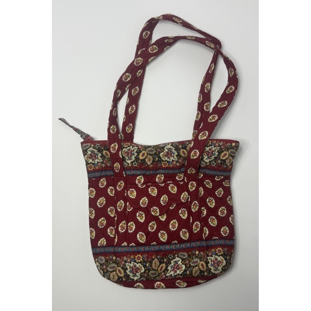 Vintage Vera Bradley Vera Tote Bag in "Red Leaf" Pattern 1997